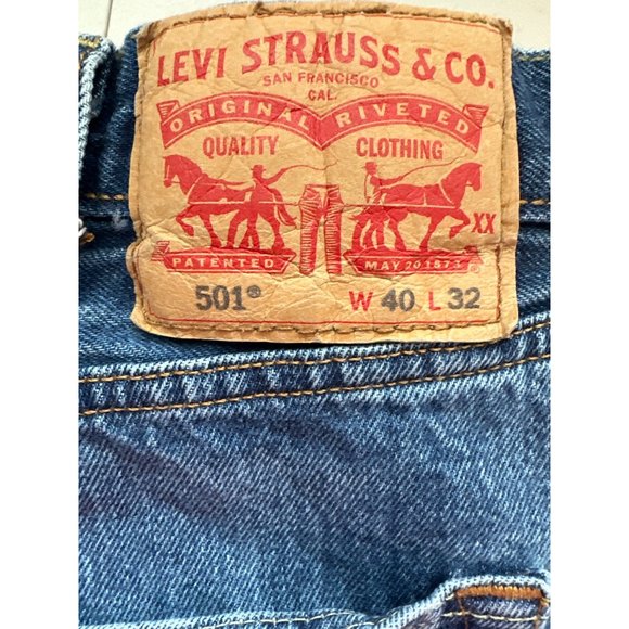 Levis 501xx Jeans Mens Size 40x32 Blue Button Fly Straight Leg High Rise Vintage - Picture 6 of 11
